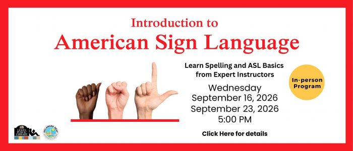White background with a photo of three hands making sign language letters, text describing a sign language course
