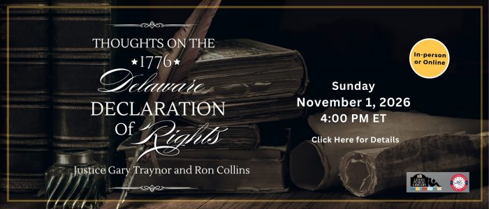 dark background with an image of a quill, scrolls and books with white writing overlaid describing a discussion event